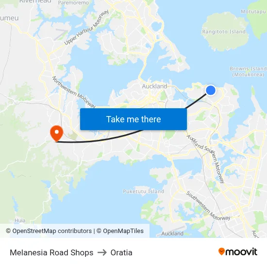 Melanesia Road Shops to Oratia map