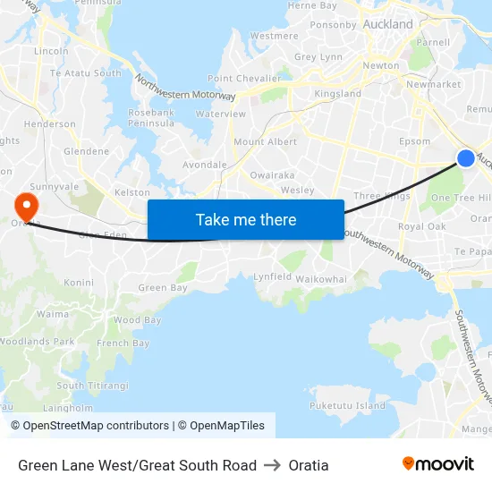 Green Lane West/Great South Road to Oratia map