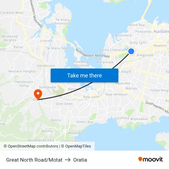 Great North Road/Motat to Oratia map