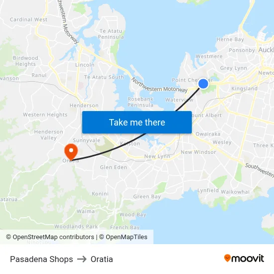 Pasadena Shops to Oratia map