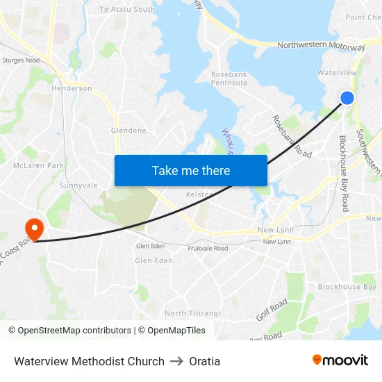 Waterview Methodist Church to Oratia map