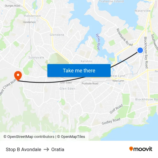 Stop B Avondale to Oratia map