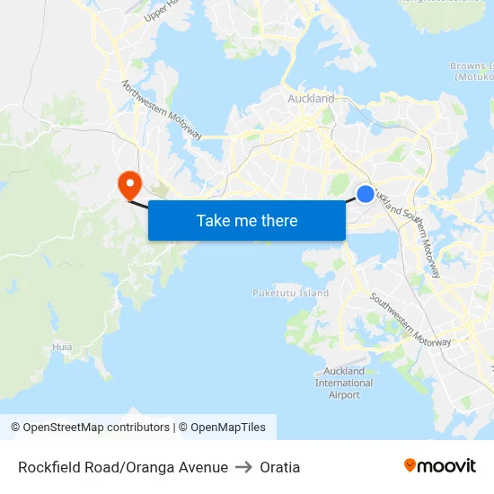 Rockfield Road/Oranga Avenue to Oratia map