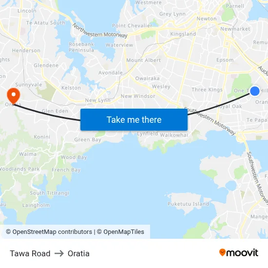 Tawa Road to Oratia map