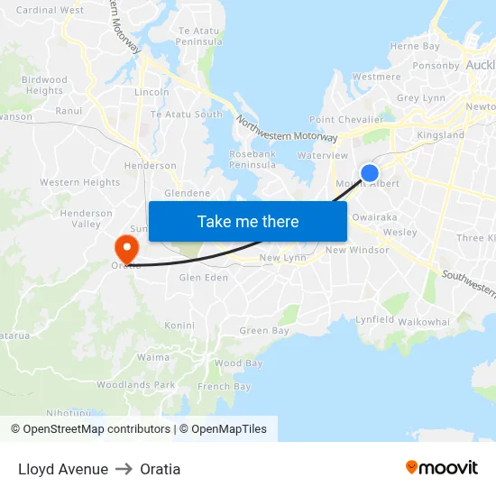 Lloyd Avenue to Oratia map
