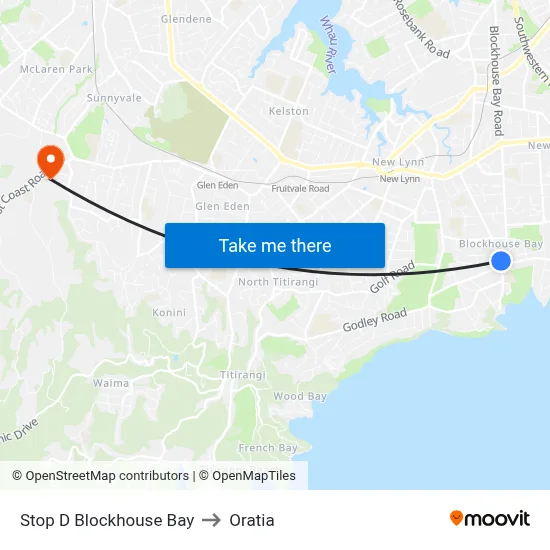 Stop D Blockhouse Bay to Oratia map