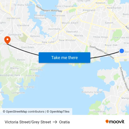 Victoria Street/Grey Street to Oratia map