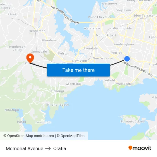 Memorial Avenue to Oratia map