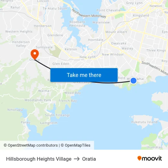 Hillsborough Heights Village to Oratia map