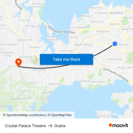 Crystal Palace Theatre to Oratia map