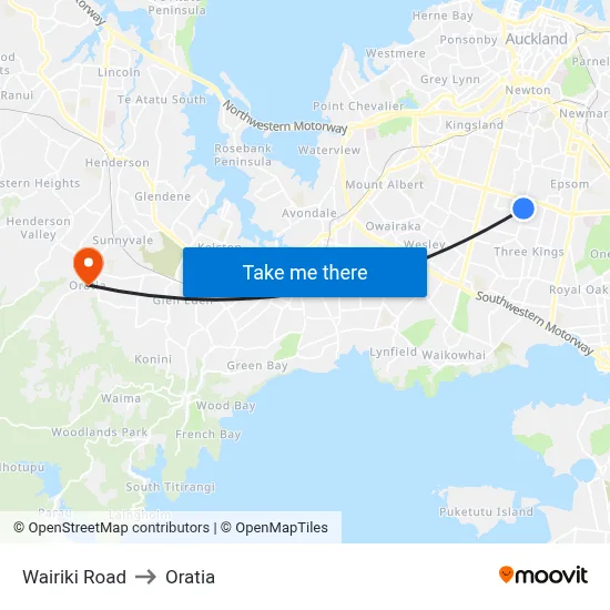 Wairiki Road to Oratia map