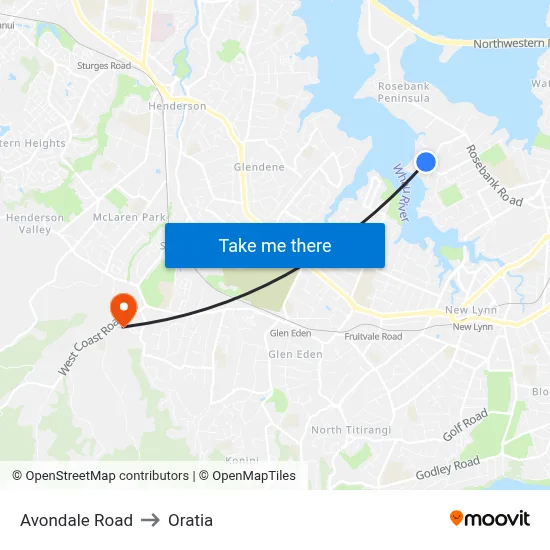 Avondale Road to Oratia map