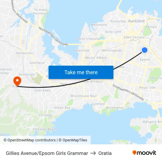 Gillies Avenue/Epsom Girls Grammar to Oratia map