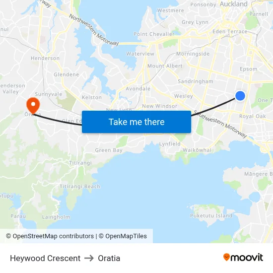 Heywood Crescent to Oratia map