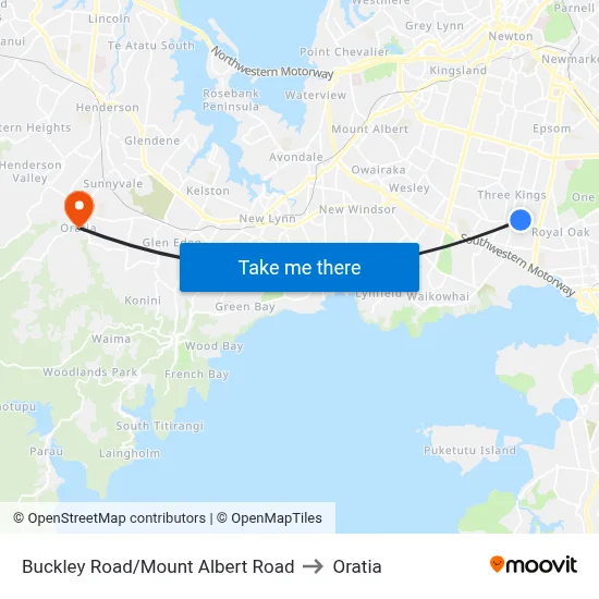Buckley Road/Mount Albert Road to Oratia map