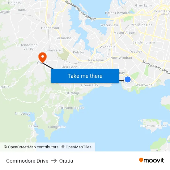 Commodore Drive to Oratia map