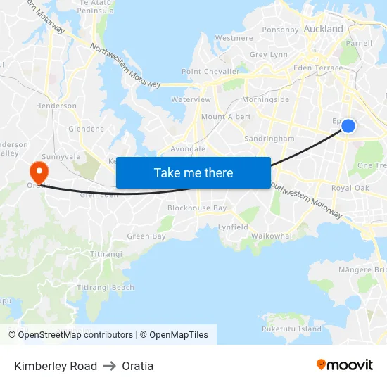 Kimberley Road to Oratia map
