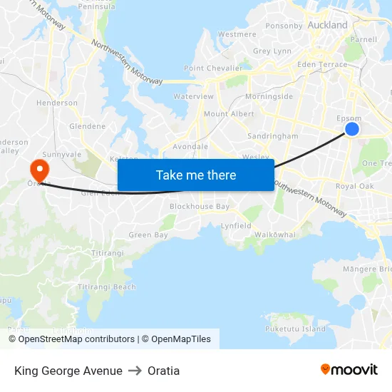 King George Avenue to Oratia map