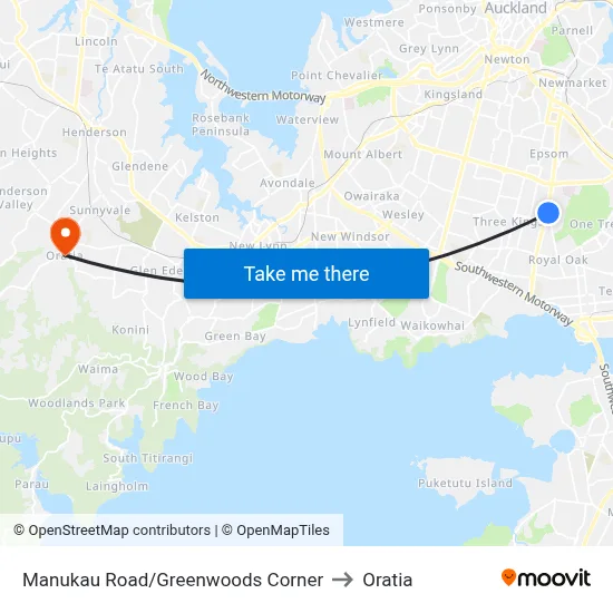 Manukau Road/Greenwoods Corner to Oratia map