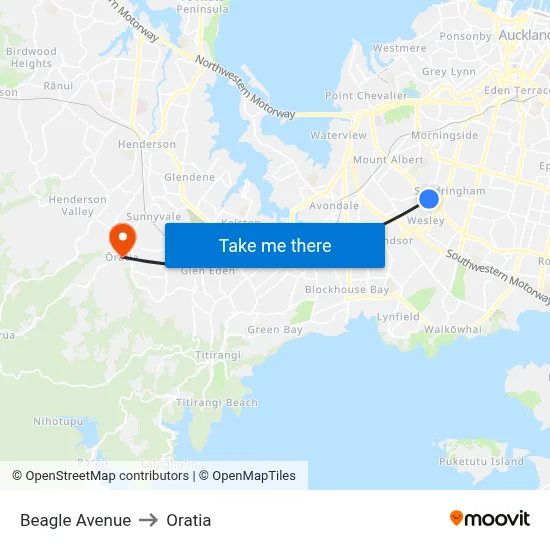 Beagle Avenue to Oratia map