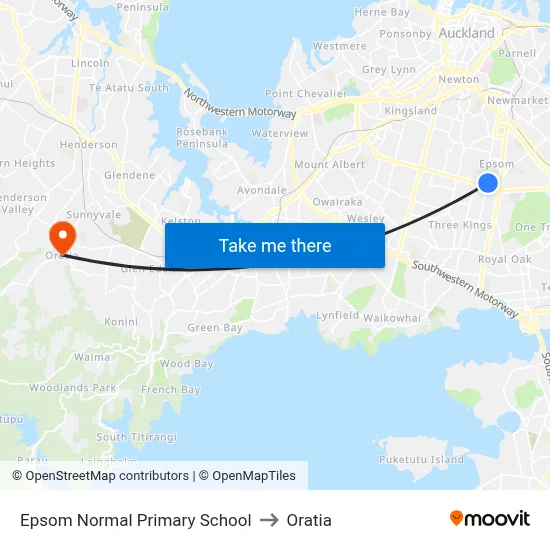 Epsom Normal Primary School to Oratia map