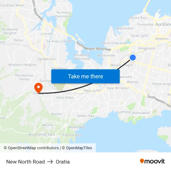 New North Road to Oratia map