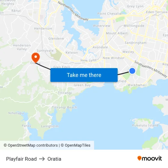 Playfair Road to Oratia map