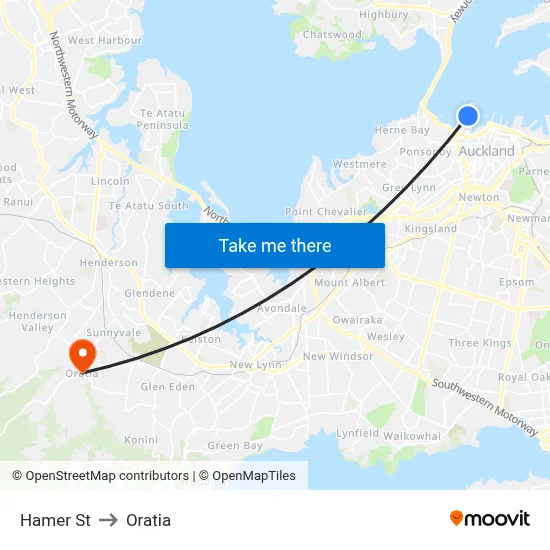 Hamer St to Oratia map