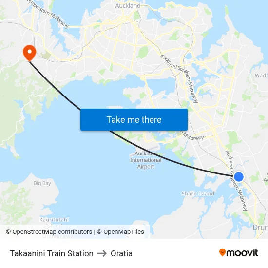 Takaanini Train Station to Oratia map