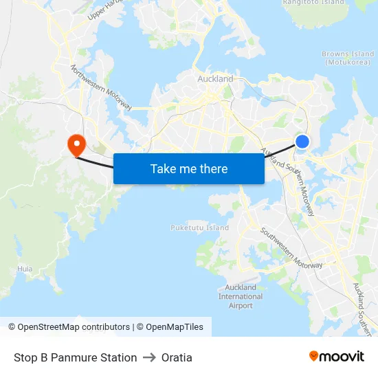 Stop B Panmure Station to Oratia map