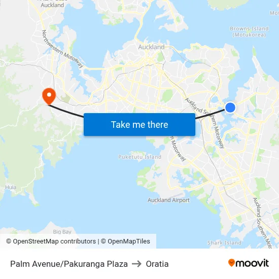 Palm Avenue/Pakuranga Plaza to Oratia map