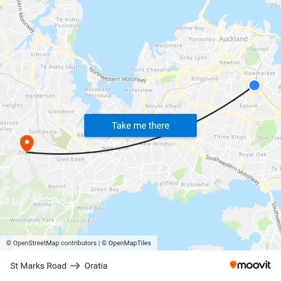 St Marks Road to Oratia map