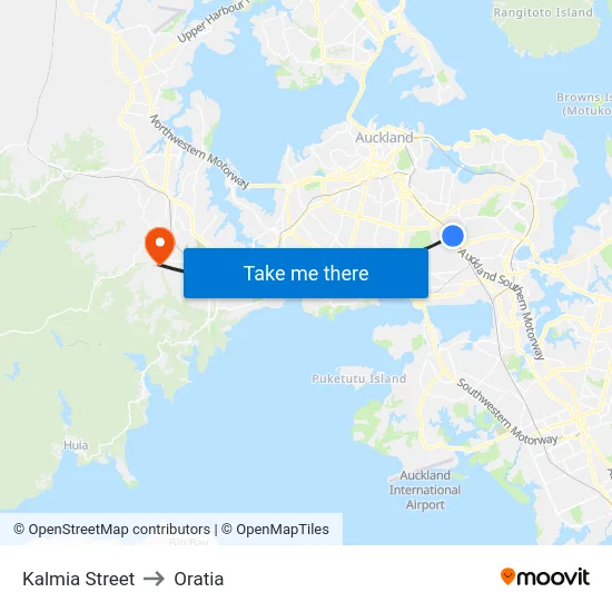 Kalmia Street to Oratia map