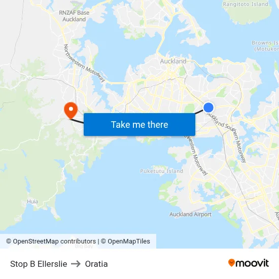 Stop B Ellerslie to Oratia map