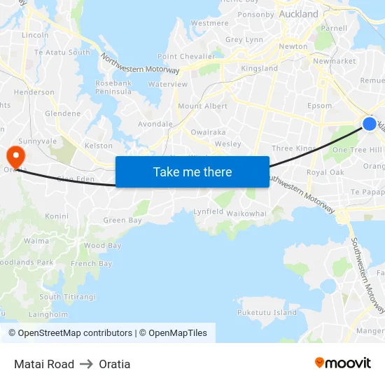 Matai Road to Oratia map