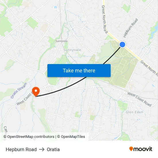 Hepburn Road to Oratia map