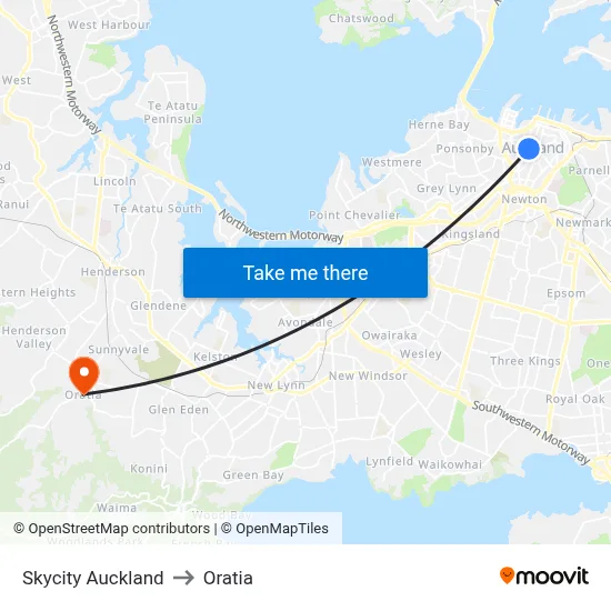 Skycity Auckland to Oratia map