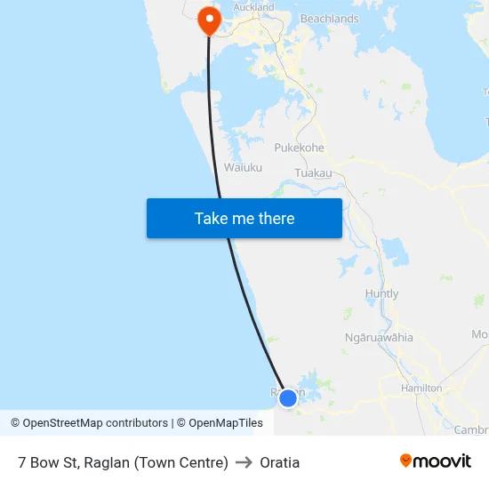 7 Bow St, Raglan (Town Centre) to Oratia map