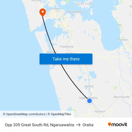 Opp 205 Great South Rd, Ngaruawahia to Oratia map