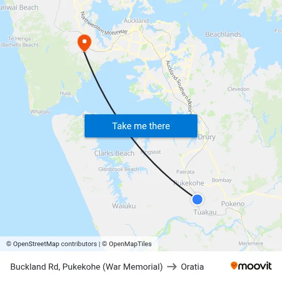 Buckland Rd, Pukekohe (War Memorial) to Oratia map