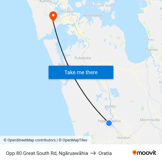 Opp 80 Great South Rd, Ngāruawāhia to Oratia map