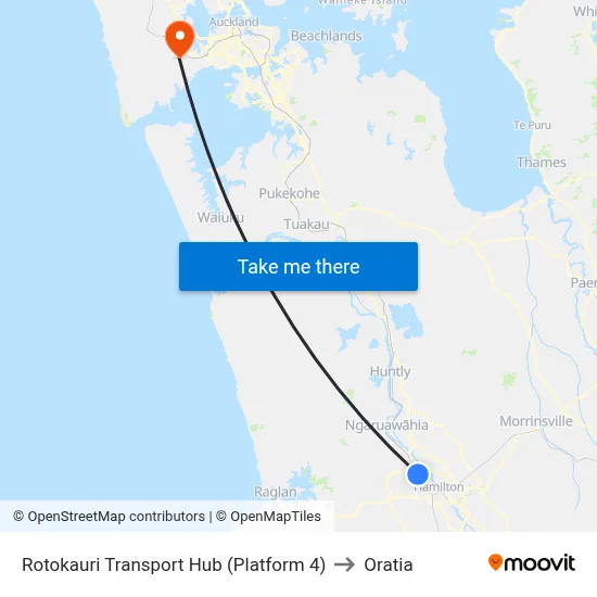 Rotokauri Transport Hub (Platform 4) to Oratia map