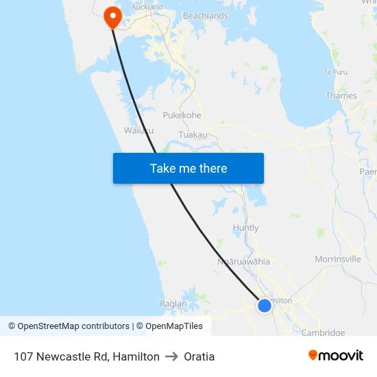 107 Newcastle Rd, Hamilton to Oratia map