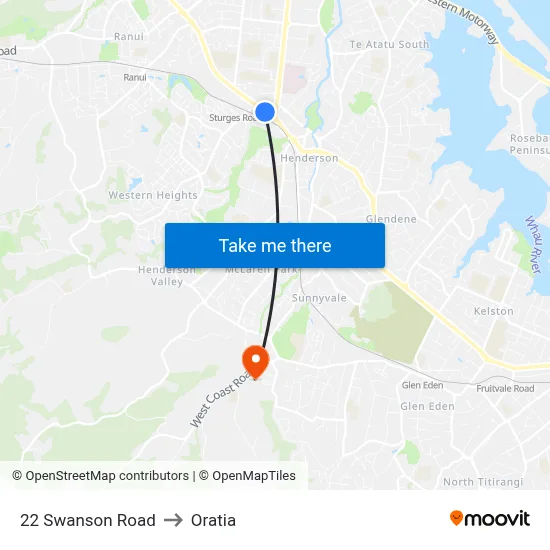 22 Swanson Road to Oratia map