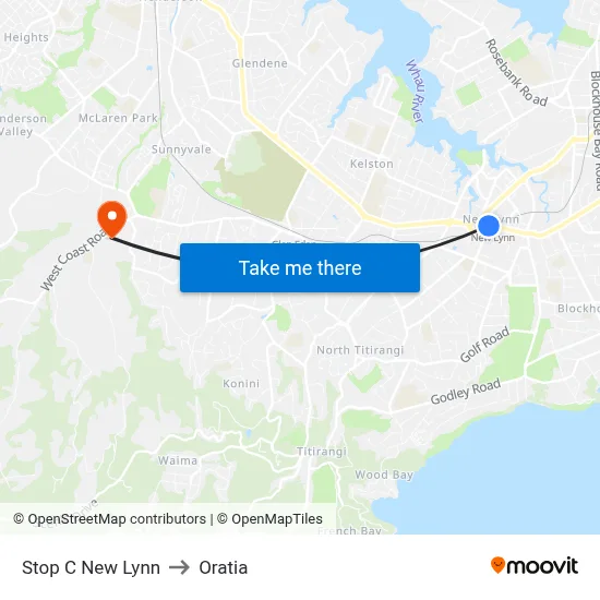 Stop C New Lynn to Oratia map