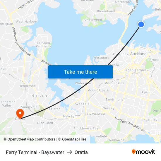 Ferry Terminal - Bayswater to Oratia map