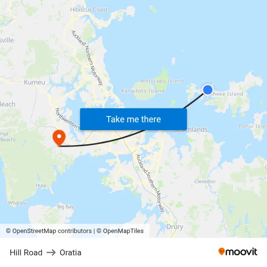 Hill Road to Oratia map