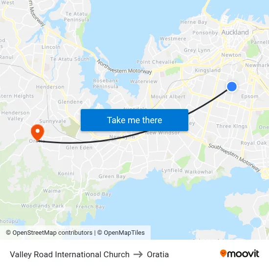 Valley Road International Church to Oratia map