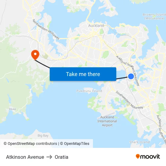 Atkinson Avenue to Oratia map