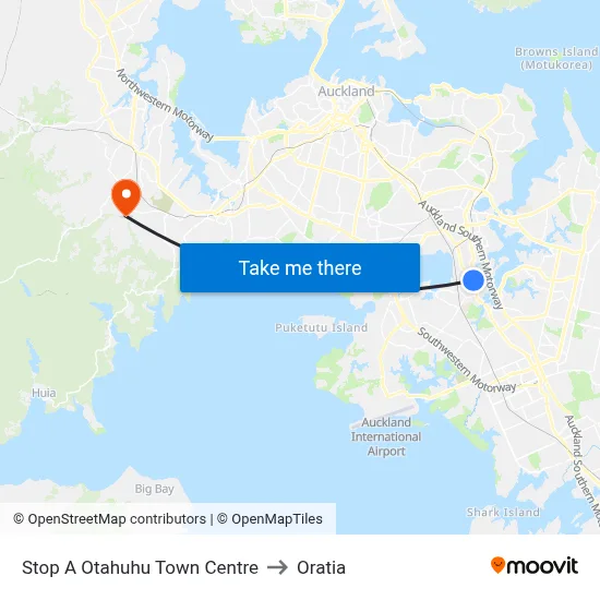Stop A Otahuhu Town Centre to Oratia map